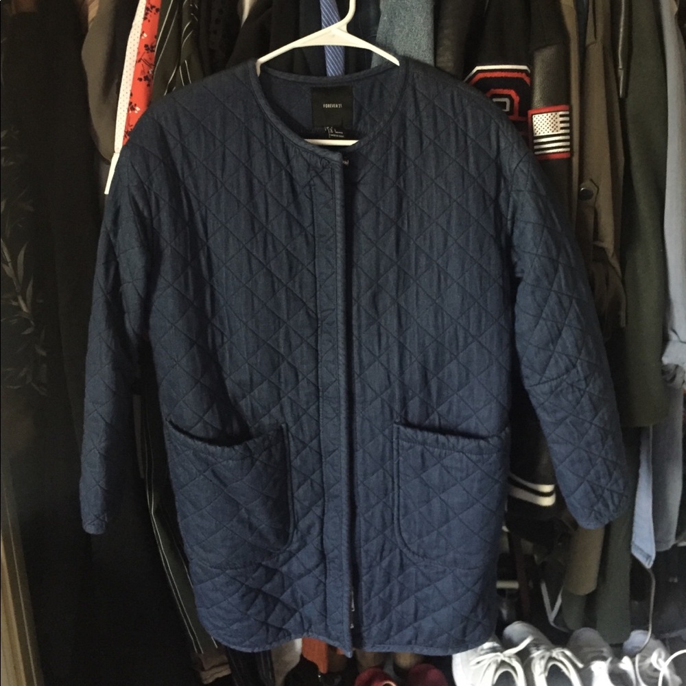 Denim Quilted Coat from F21